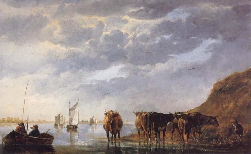 Aelbert Cuyp A Herdsman with Five Cows by a River China oil painting art
